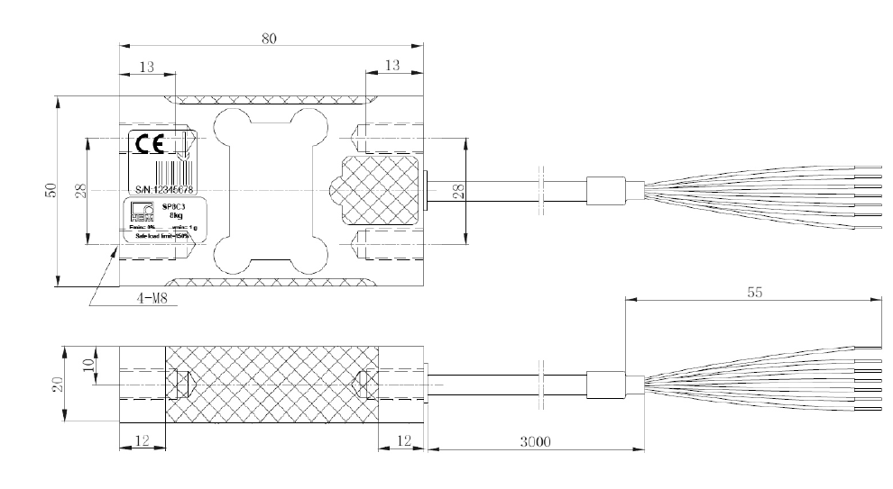 德国HBM SP8-100kg C3 单点称重传感器产品尺寸图 德国HBM SP8-100kg C3 单点称重传感器产品尺寸图